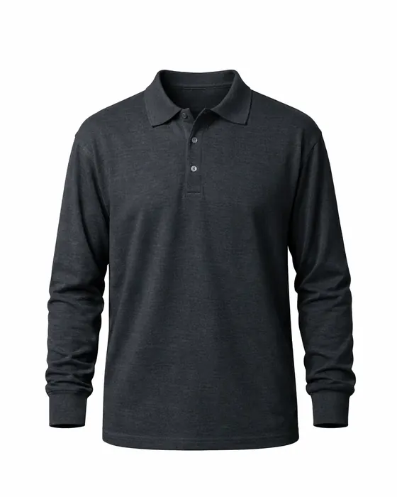 Charcoal long-sleeve polo