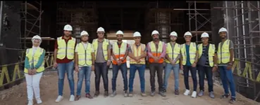 Concrete Plus team in hi-vis vests and helmets on site